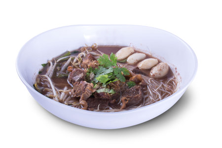 stewed pork noodle soup, Noodle soup thai style put blood in the soup hot for mellow soup (Pork or...