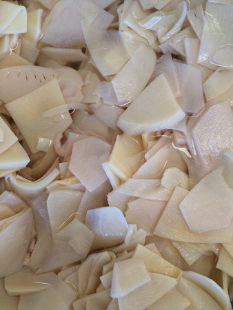 Bamboo shoots are cut into small piecesの写真素材