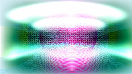 Green background is pink in the middle and light elements.