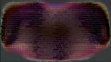 The bricks are arranged in a continuous line on a dark background.の写真素材