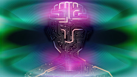 The background is dark and the light reflected within the structure of the middle man.