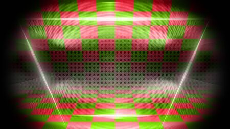 Rectangular tables scattered around on a dark background with white lines and components.の写真素材