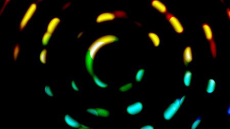 Colorful circles stacked on several piecesの写真素材