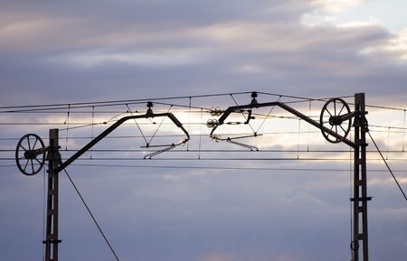 The overhead lines from the railway companyの写真素材