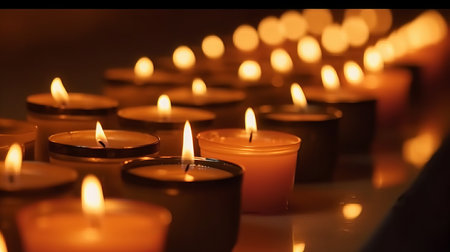 Candles in a church, close-up, shallow depth of fieldの素材