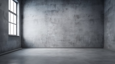 Abstract empty room with concrete wall and window. 3D Renderingの素材