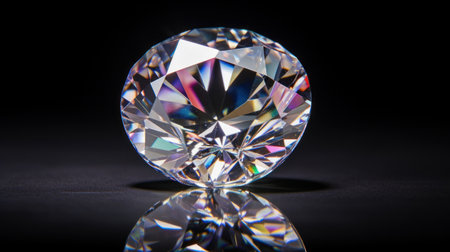Large diamond on a black background. Close-up. 3d renderingの素材