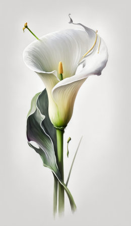 White calla lily isolated on white background. studio shot.の素材