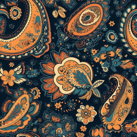 Seamless pattern based on traditional Asian elements Paisley.の素材