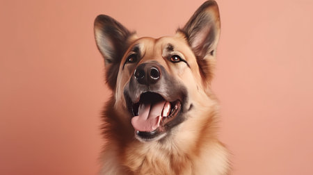 German shepherd dog on a pink background. Studio portrait of a beautiful dog.の素材