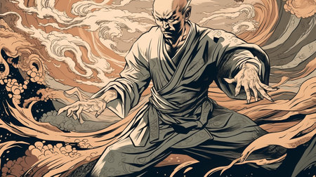 Kung fu master, vector illustration of kung fu master.の素材