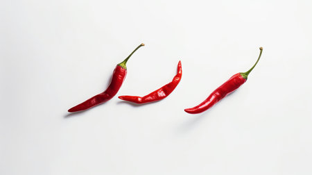 Red hot chili peppers isolated on white background. Spicy food.の素材