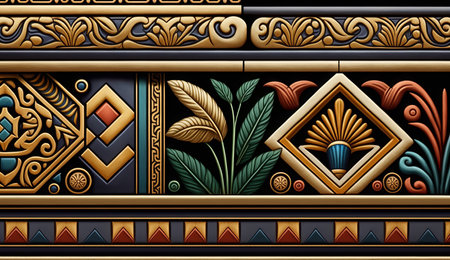 Digital tiles design. Colorful ceramic wall tiles decoration. 3d rendering.の素材