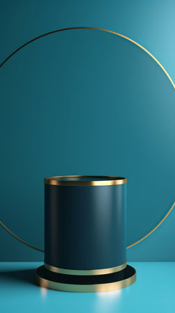 3d rendering, abstract minimal geometric shapes. Glossy luxury podium for your design.の素材