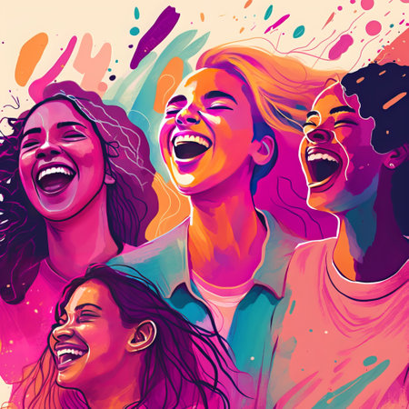 Dancing people. Colorful background with happy people. Vector illustration.の素材