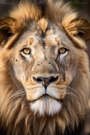 Portrait of a male lion in the Kruger National Park, South Africa.の素材