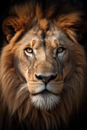 Portrait of a male lion in the Kruger Park, South Africa.の素材