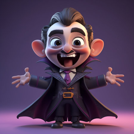 Vampire with halloween costume making a surprise gesture - 3D Illustrationの素材
