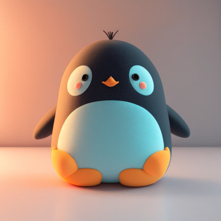 Cute cartoon penguin. 3D rendering. Pastel colors.の素材