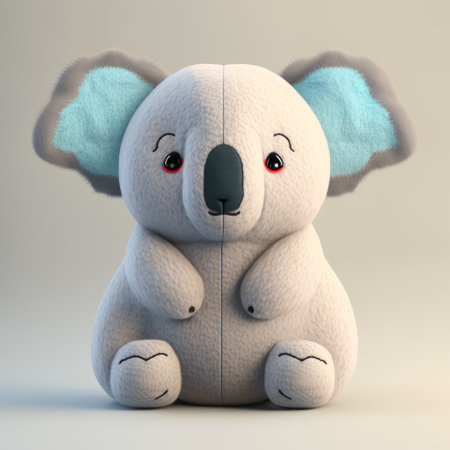 Cute cartoon koala on a gray background. 3d renderingの素材