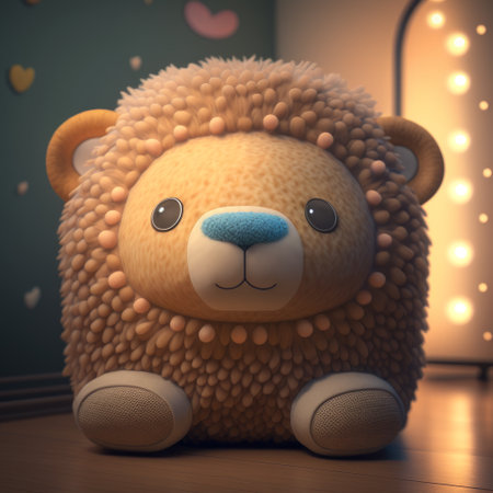 Cute teddy bear in the room. 3D rendering.の素材