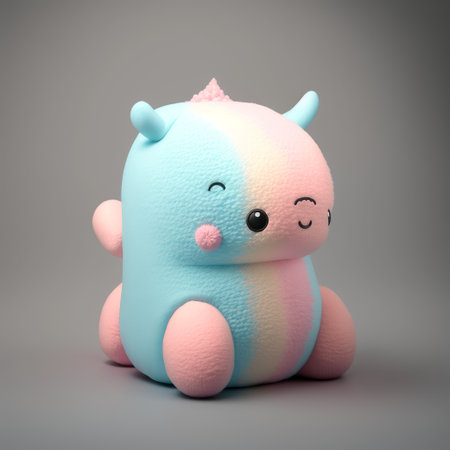 Cute toy hippo isolated on gray background. 3d illustrationの素材