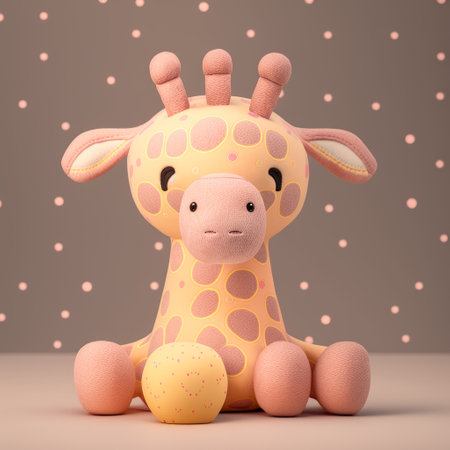 Cute giraffe with polka dot background. 3d renderingの素材