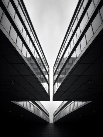3D render of a modern office building in the city of Londonの素材