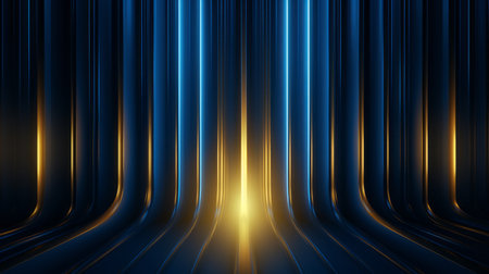 3d render, abstract background with blue and yellow stripes, glowing linesの素材