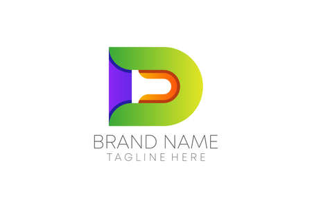 colorful d letter logo design vector for business.のイラスト素材