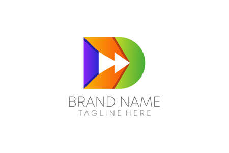 colorful d letter logo design vector for business.のイラスト素材