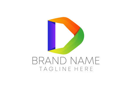colorful d letter logo design vector for business.のイラスト素材