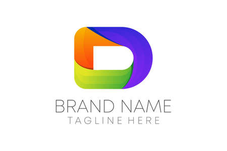 colorful d letter logo design vector for business.のイラスト素材