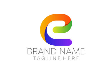 colorful e letter logo design vector for business.のイラスト素材