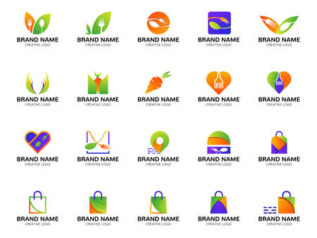 iconic colorful food and shopping  collection.のイラスト素材