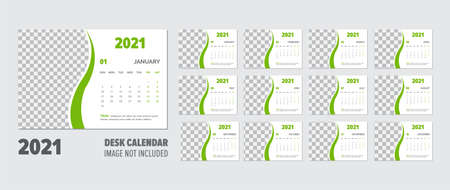 creative 2021 Desk Calendar design vector templateのイラスト素材