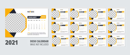 creative 2021 Desk Calendar design vector templateのイラスト素材