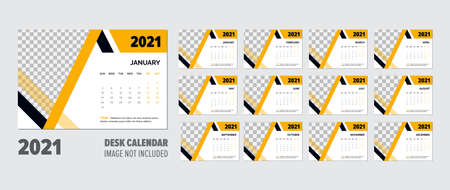 creative 2021 Desk Calendar design vector templateのイラスト素材