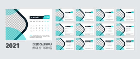 creative 2021 Desk Calendar design vector templateのイラスト素材