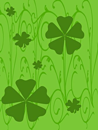 Clovers of different sizes and colors on a green background. の写真素材
