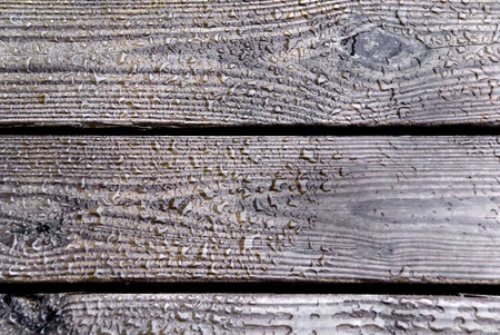 Rain drops on wood showing the texture and shapes of the wood. の写真素材