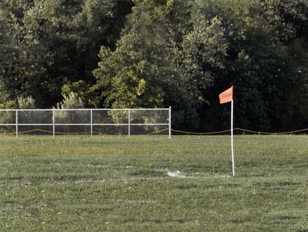 A vacant  little league soccer field ready for players.の写真素材