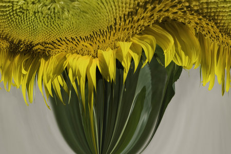 A digitally generated image using a set of algorithms on an original photo creating an abstract sun flower image. の写真素材