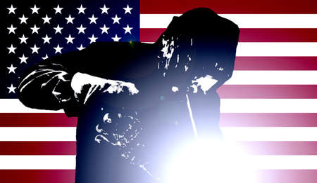 Welder and American Flagの写真素材