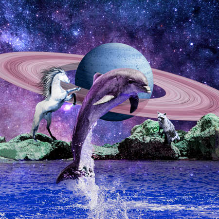 Space Animals Sceneの写真素材