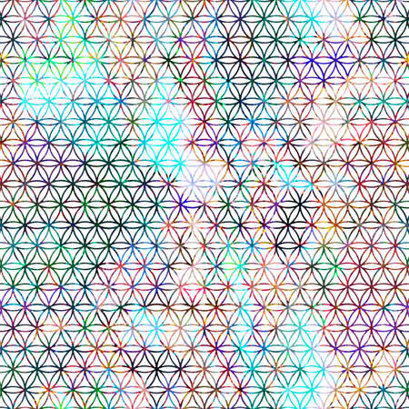 Abstract Rainbow Colored Flower of Life Patternの写真素材