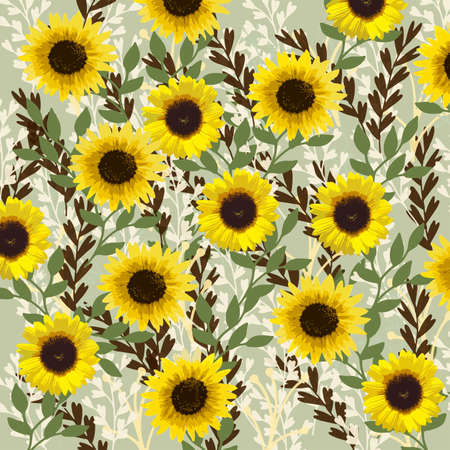 Sunflower Color Palette Pattern Yellow Green Brownの写真素材