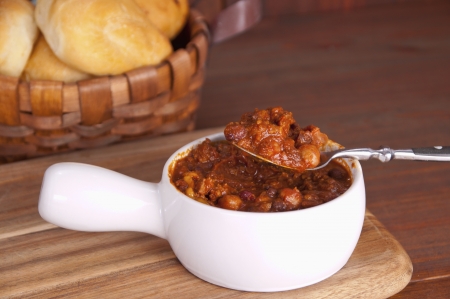 Chili bowl with spoonの写真素材