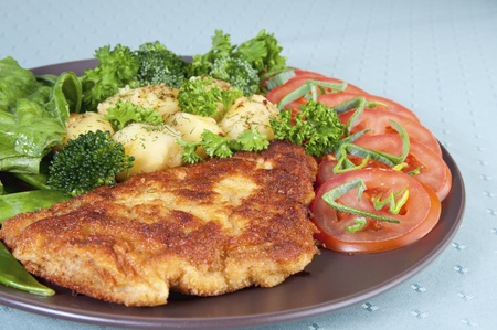 Breaded Veal schnitzelの写真素材
