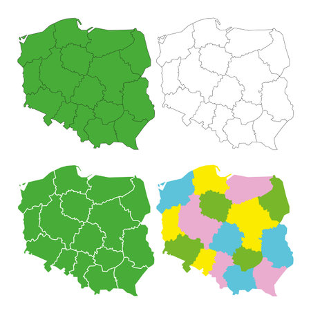 Polska mapa administracyjna wektorのイラスト素材